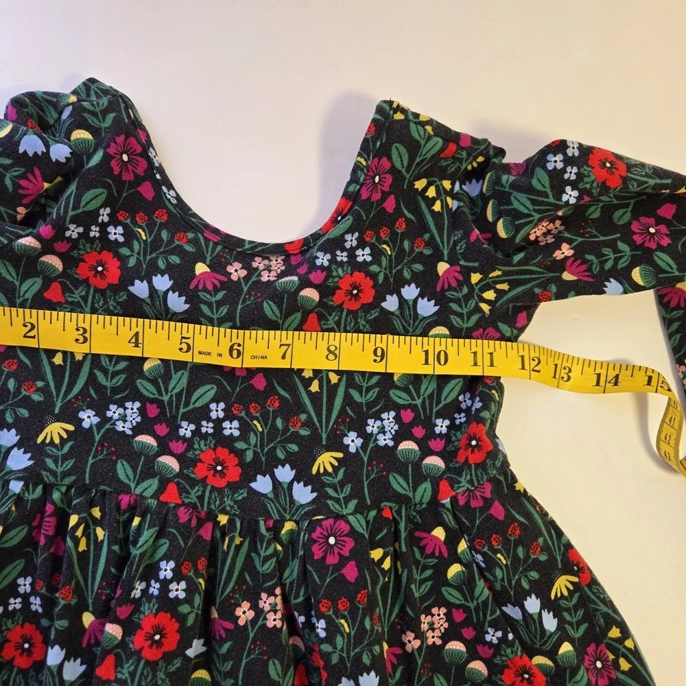 Hanna Andersson Girls Long Sleeve Pocket Skater Dress Size‎ 5 Floral Print 110